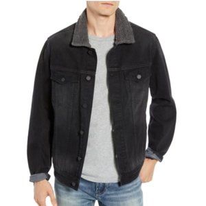 BLANKNYC Fleece Collar Denim Trucker Jacket Sz XL
